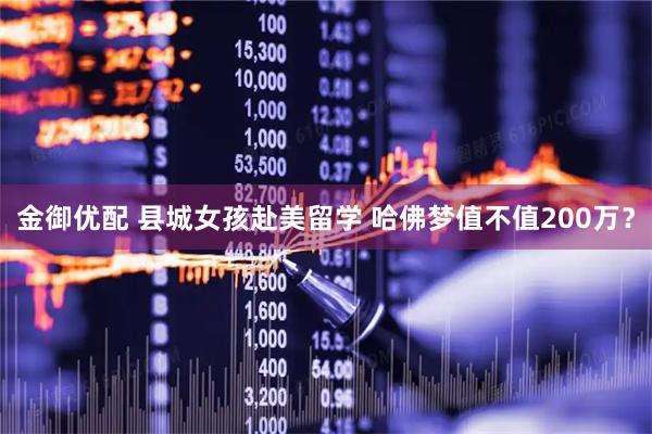 金御优配 县城女孩赴美留学 哈佛梦值不值200万？